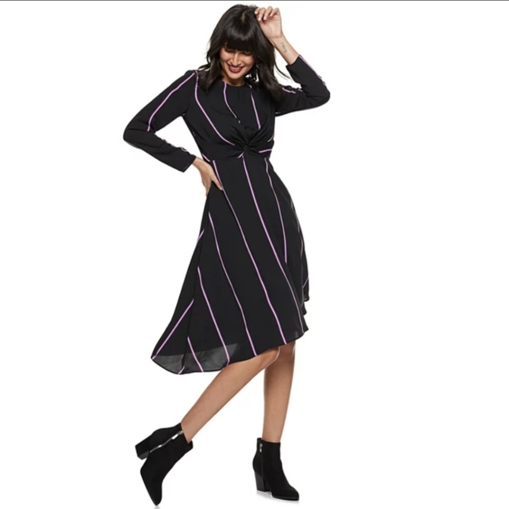 Nine West Front Draped Asymmetrical  Dress